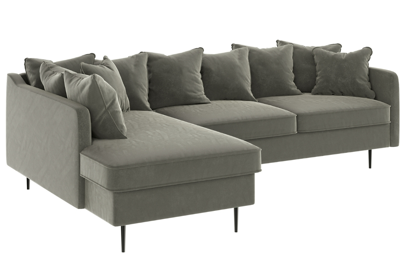 Ghado Sametová rohová pohovka Esme 255 cm