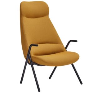 Teulat Vysoké žluté křeslo Dins s kovovou podnoží