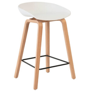 Bílá barová židle Somcasa Ruth s dřevěnou podnoží 74 cm