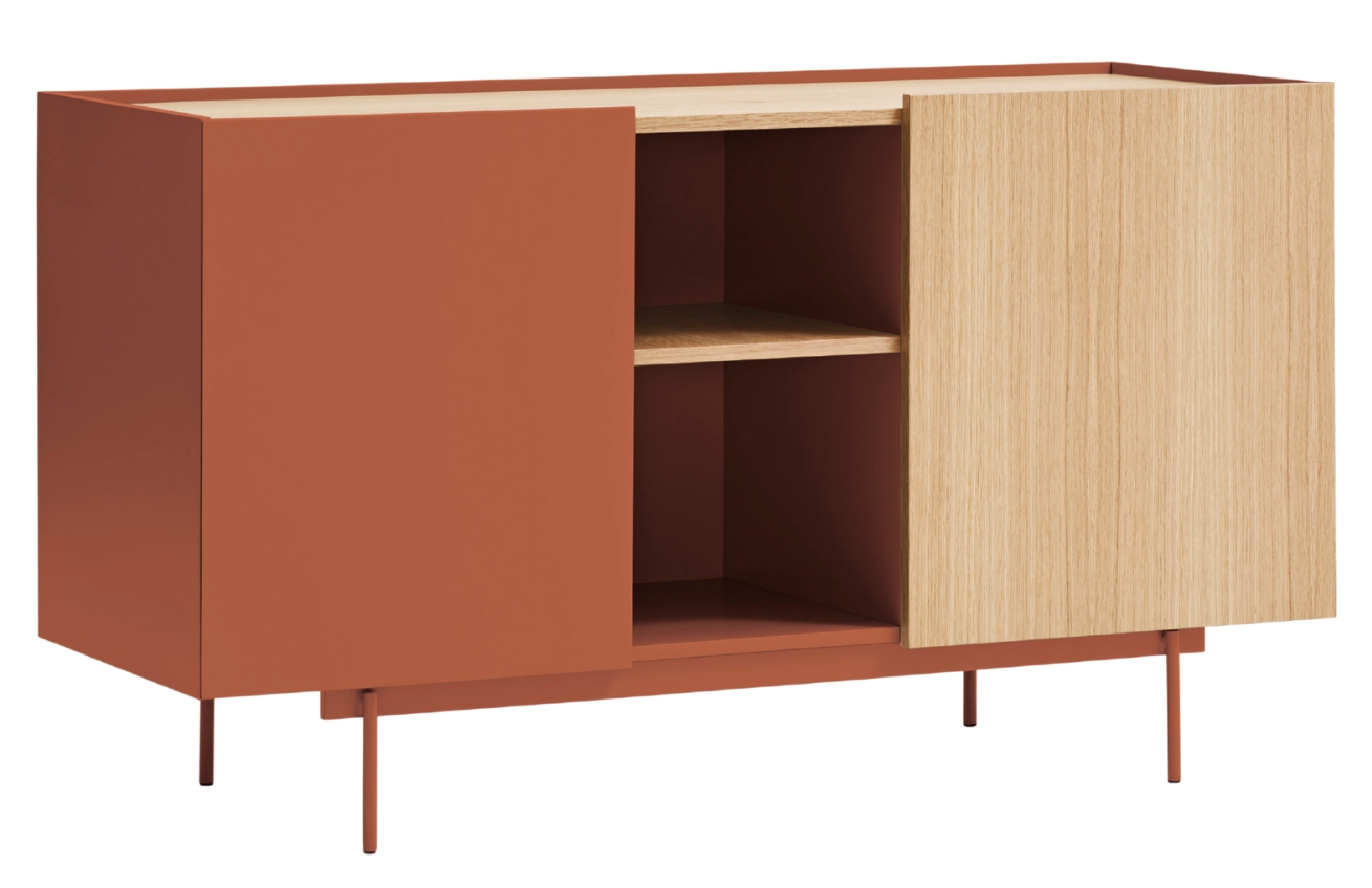 Cihlově červená dubová komoda Teulat Otto 130 x 49 cm