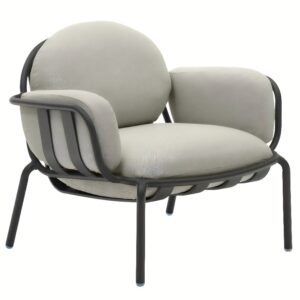 Kave Home Tmavě šedé hliníkové zahradní křeslo Joncols II. s polštáři