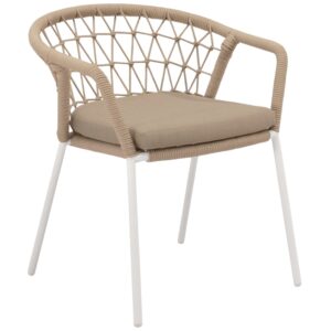 Somcasa Béžová zahradní židle Solene s bílou podnoží