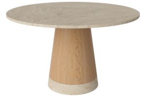 Bolia Béžový kamenný jídelní stůl Piro 125 cm s dubovou podnoží