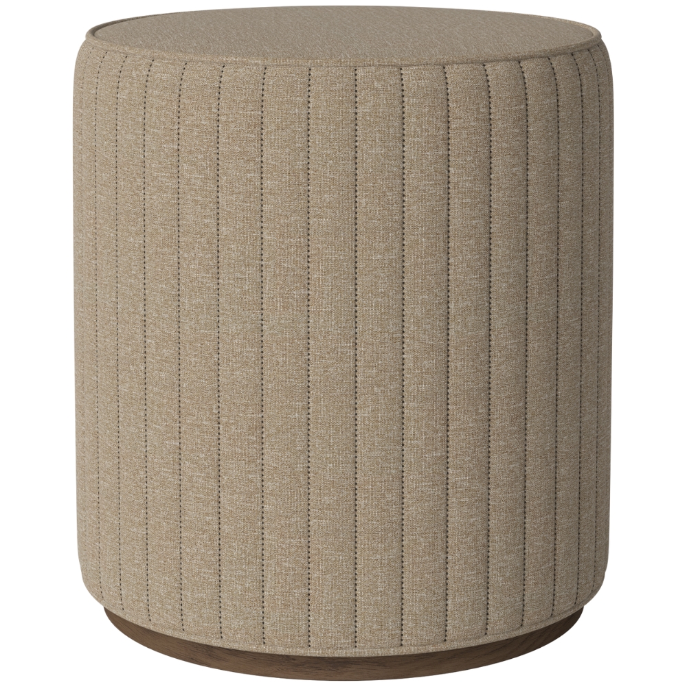 Bolia Béžový čalouněný taburet Rigato 40 cm s tmavou dubovou podstavou