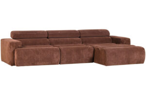 WOOOD Hnědočervená manšestrová rohová pohovka Novi 300 cm