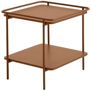 Unique Furniture Terakotově oranžový kovový odkládací stolek Yuba 45 x 45 cm