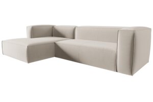 Cosmopolitan Design Světle béžová sametová rohová pohovka Mackay 282 cm