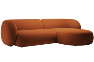 Micadoni Oranžová sametová rohová pohovka Kate 285 cm