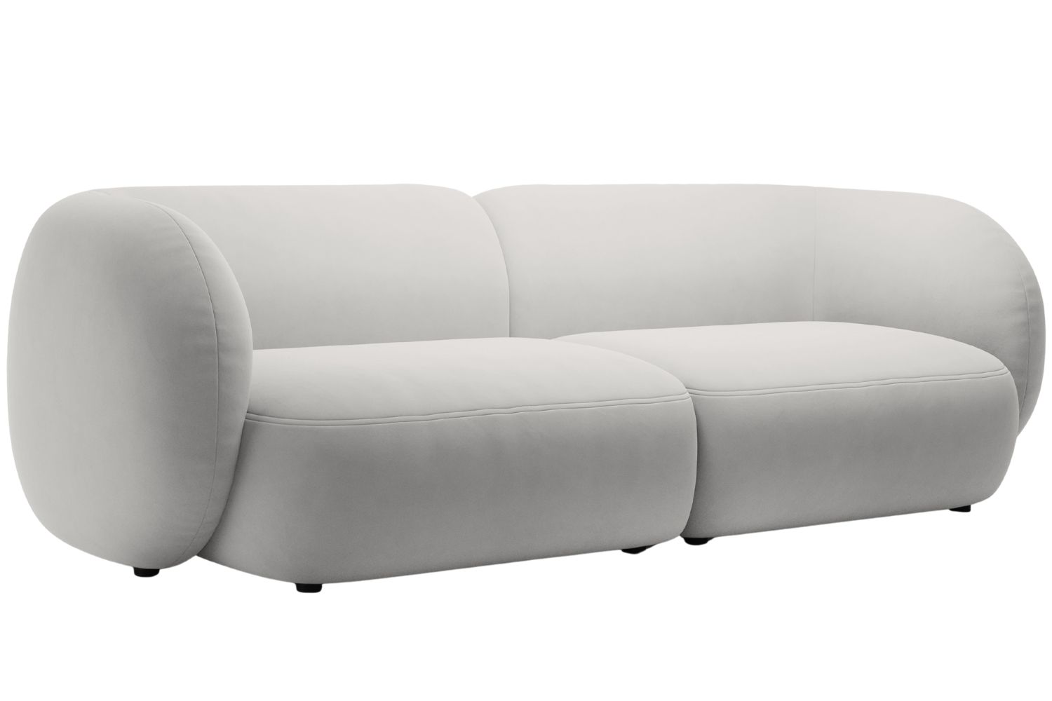 Micadoni Světle šedá sametová čtyřmístná pohovka Kate 243 cm