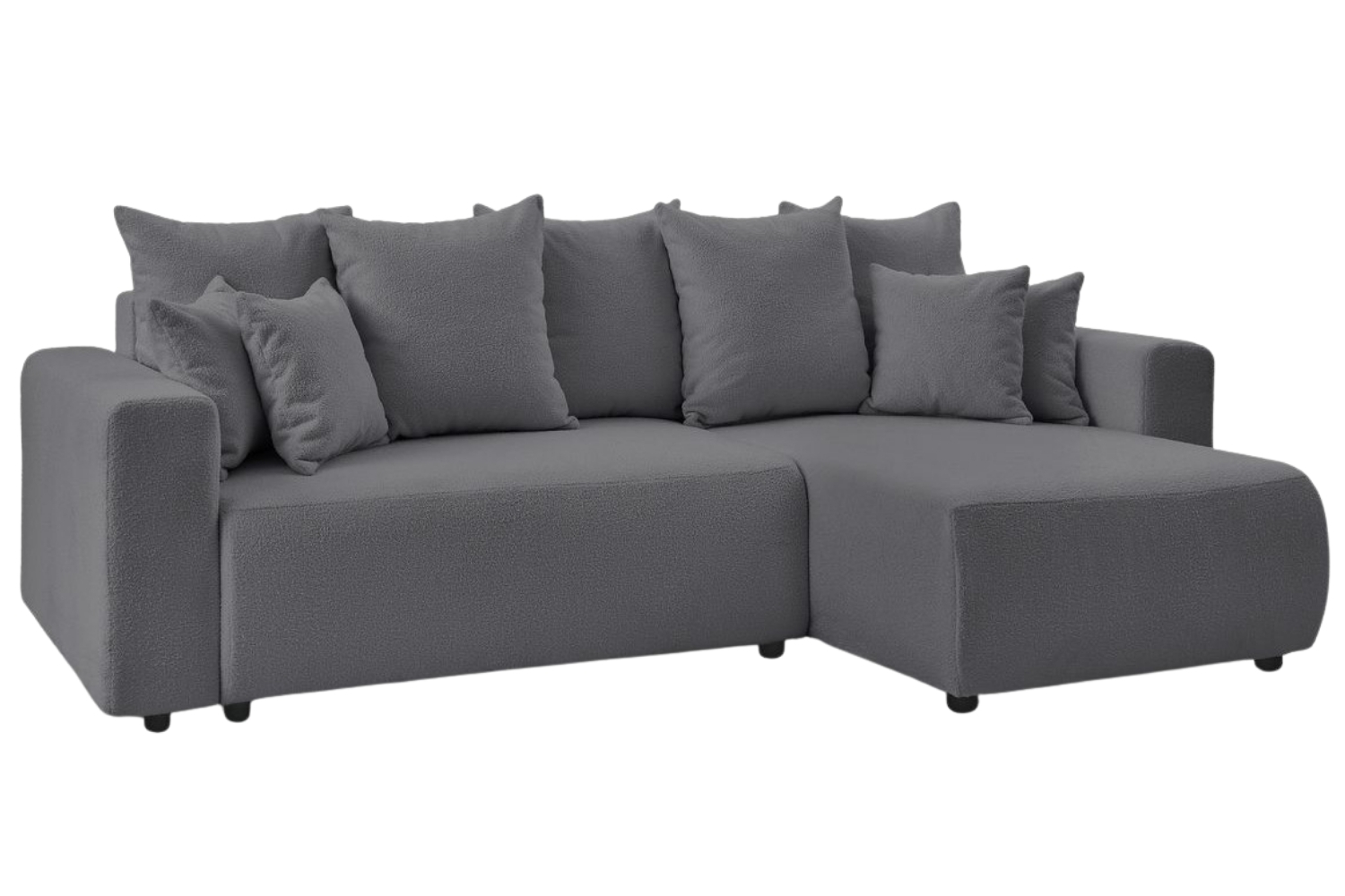 Bobochic Paris Tmavě šedá bouclé rohová rozkládací pohovka Envy 282 cm