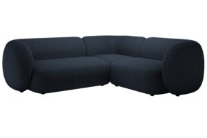 Micadoni Tmavě modrá bouclé rohová pohovka Kate 252 cm