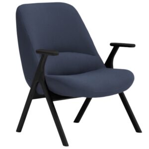 Teulat Nízké modré křeslo Dins s černou dřevěnou podnoží