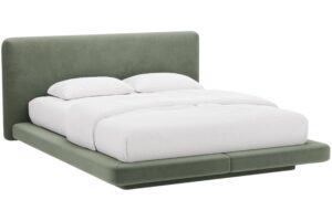 Micadoni Zelená sametová dvoulůžková postel Linea 180 x 200 cm