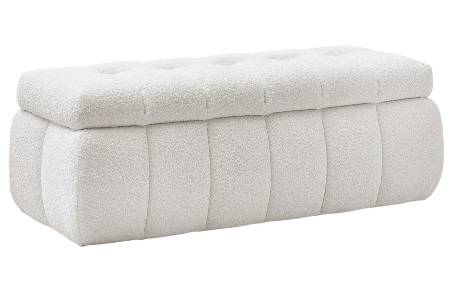 Bobochic Paris Bílá bouclé lavice Mont-Blanc 144 cm s úložným prostorem