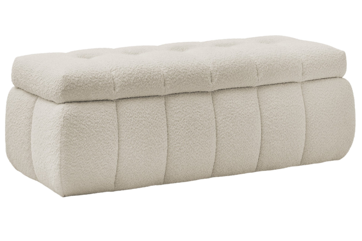 Bobochic Paris Béžová bouclé lavice Mont-Blanc 144 cm s úložným prostorem