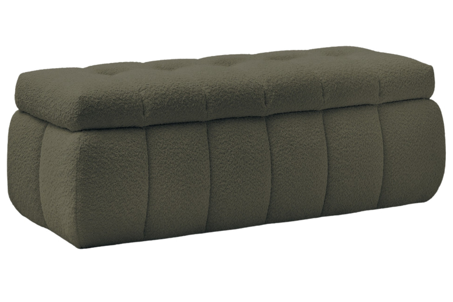 Bobochic Paris Zelená bouclé lavice Mont-Blanc 144 cm s úložným prostorem