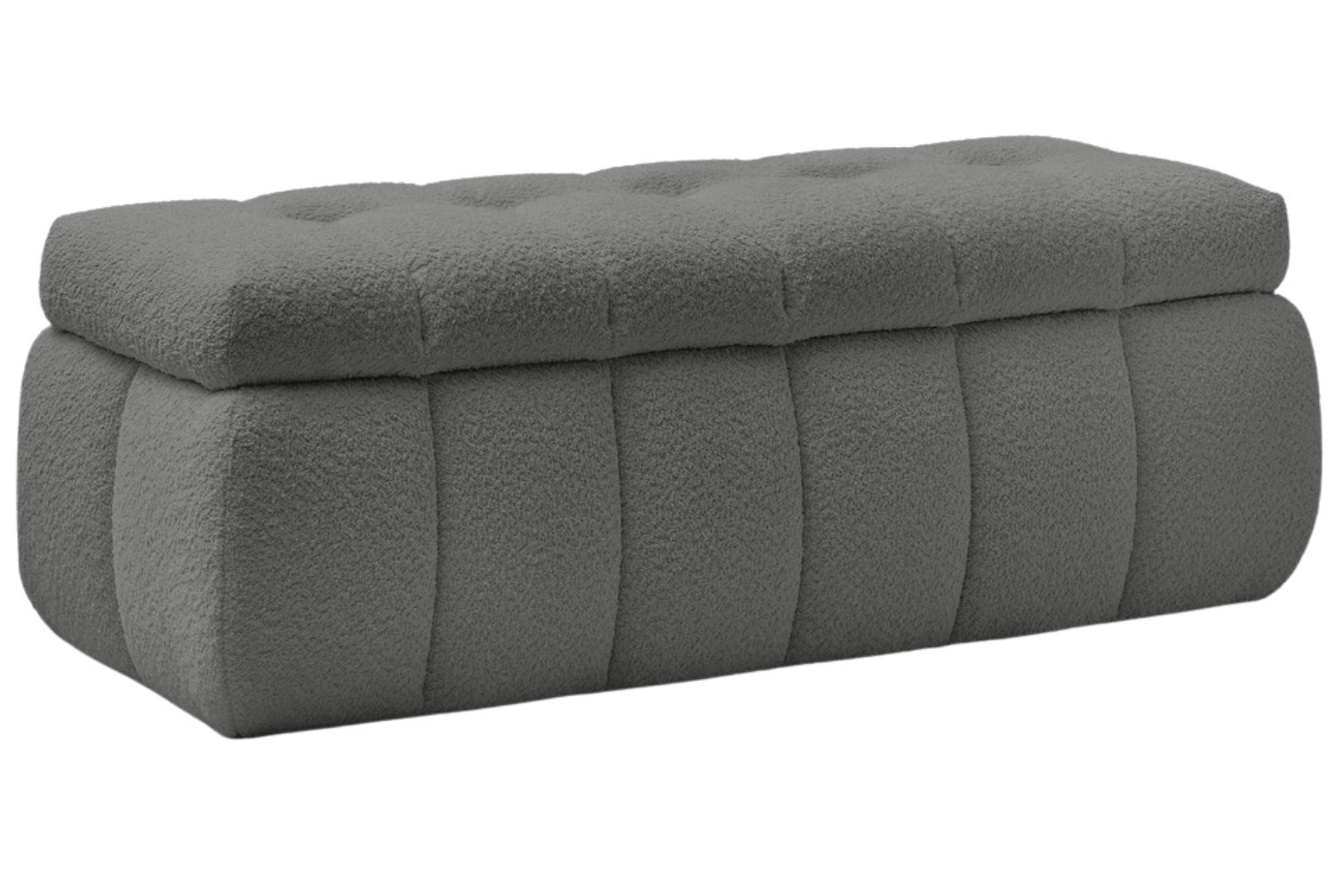 Bobochic Paris Tmavě šedá bouclé lavice Mont-Blanc 144 cm s úložným prostorem