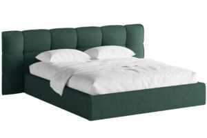 Micadoni Zelená bouclé dvoulůžková postel Eric 160 x 200 cm s úložným prostorem