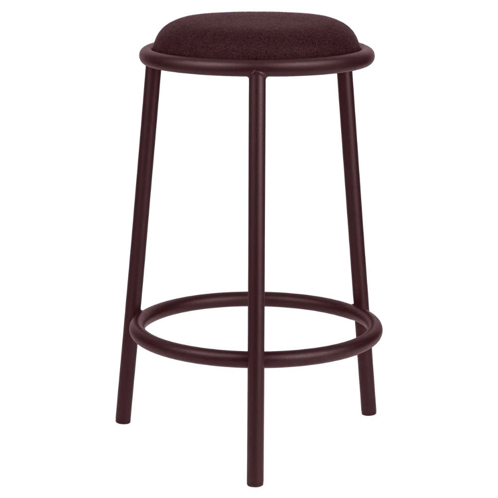 noo.ma Vínově červená čalouněná barová židle Hogo 68 cm