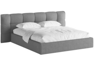 Tmavě šedá bouclé dvoulůžková postel MICADONI Eric 180 x 200 cm s úložným prostorem