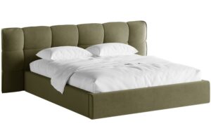 Micadoni Zelená sametová dvoulůžková postel Eric 180 x 200 cm s úložným prostorem