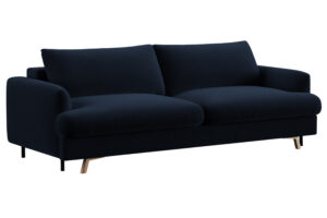 Micadoni Tmavě modrá sametová rozkládací pohovka Naomi 233 cm