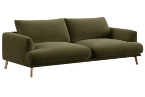 Micadoni Zelená sametová trojmístná pohovka Naomi 200 cm